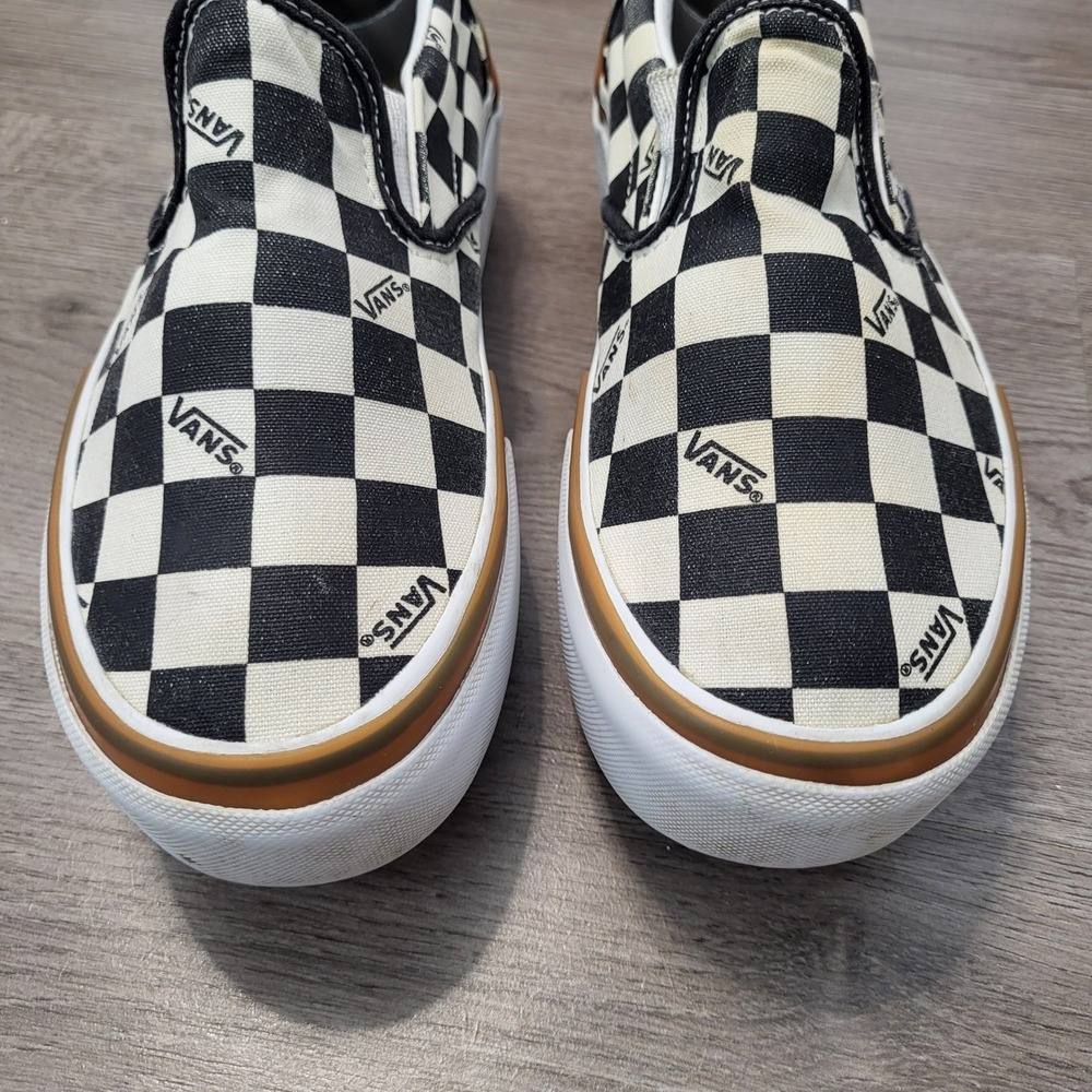 Vans Slip-On Stacked Checkerboard Platform Shoes Black White Women's size 7 - Picture 6 of 9